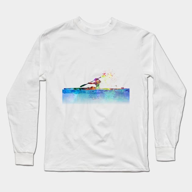 Kayak in watercolor Long Sleeve T-Shirt by PaulrommerArt